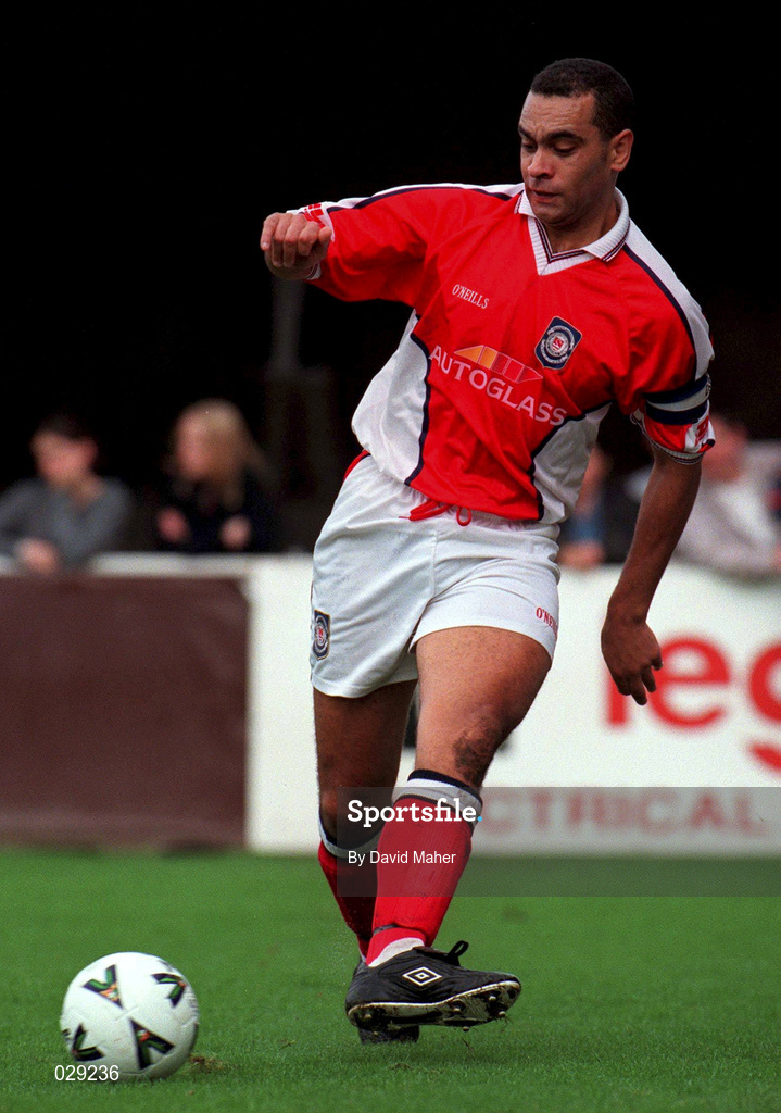 24 October 1999; Paul Osam of St Patrick's Athletic during the Eircom League Premier Division match between St Patrick's Athletic and Shamrock Rovers at Richmond Park in Dublin. Photo by David Maher/Sportsfile