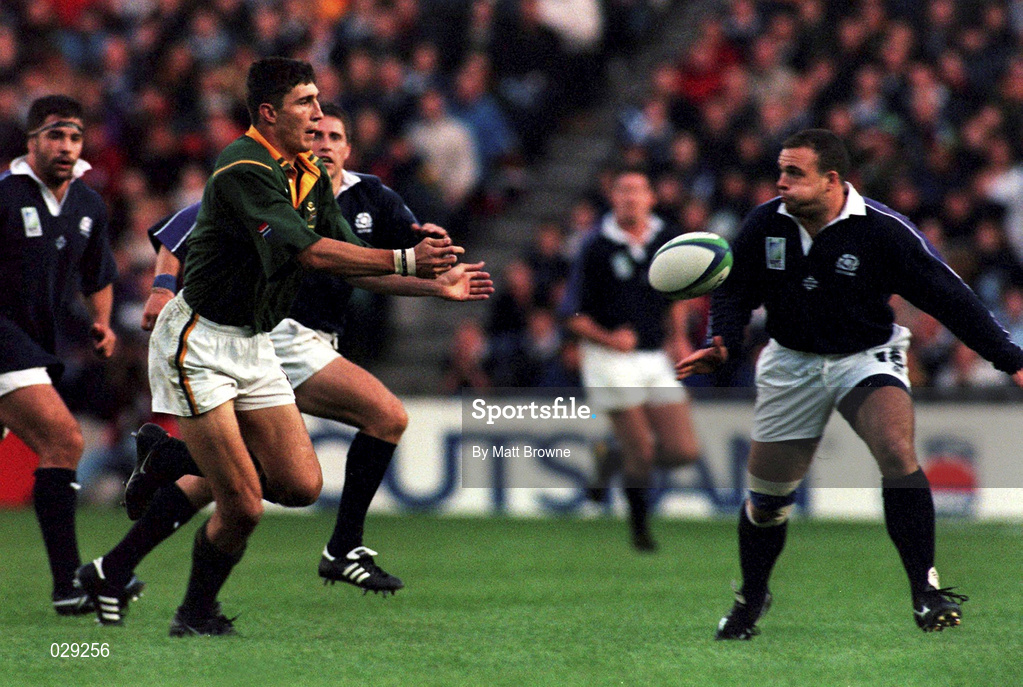 3 October 1999; Pieter Rossouw of South Africa during the Rugby World Cup Pool A match between Scotland and South Africa at Murrayfield Stadium in Edinburgh, Scotland. Photo by Matt Browne/Sportsfile