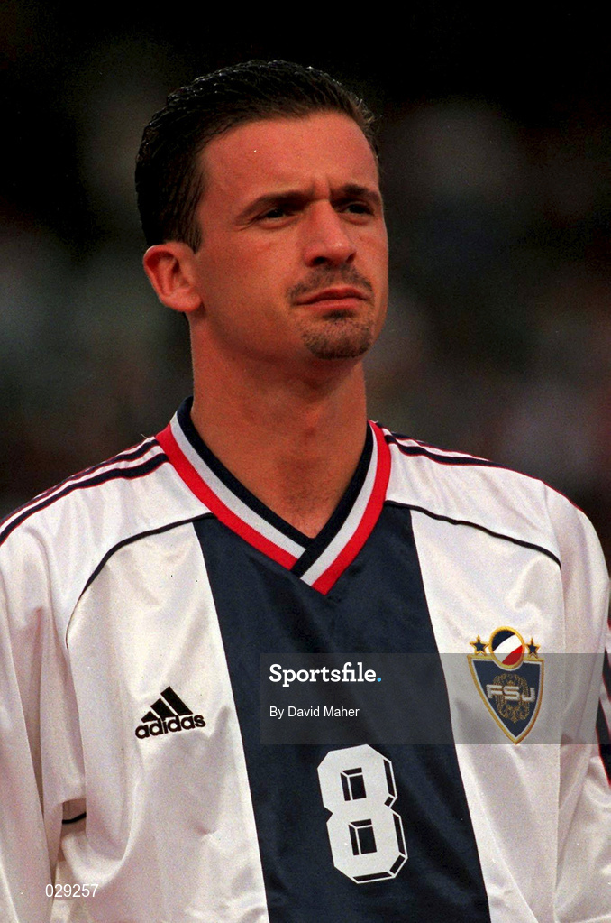 1 September 1999; Predrag Mijatovic of Yugoslavia during the UEFA European Championships Qualifier match between Republic of Ireland and Yugoslavia at Lansdowne Road in Dublin. Photo by David Maher/Sportsfile