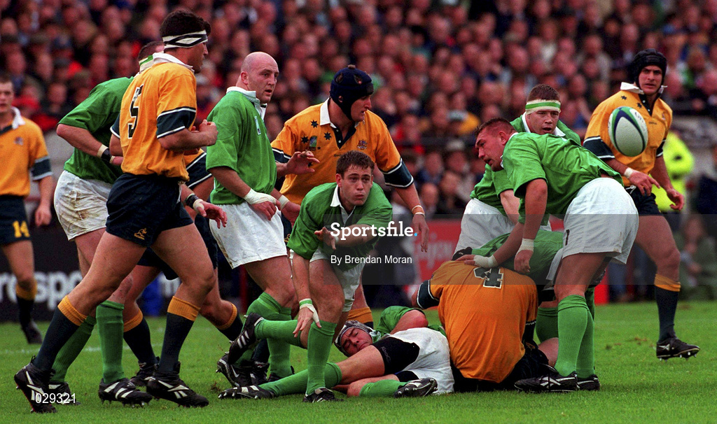 10 October 1999; Tom Tierney of Ireland during the Rugby World Cup Pool E match between Ireland and Australia at Lansdowne Road in Dublin. Photo by Brendan Moran/Sportsfile