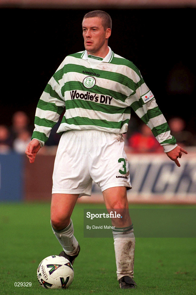 24 October 1999; Tommy Dunne of Shamrock Rovers during the Eircom League Premier Division match between St Patrick's Athletic and Shamrock Rovers at Richmond Park in Dublin. Photo by David Maher/Sportsfile