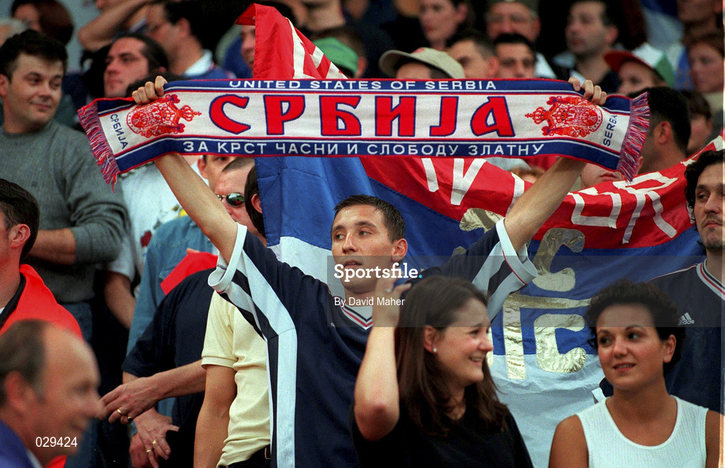 1 September 1999; A Yugoslavia supporter during the UEFA European Championships Qualifier match between Republic of Ireland and Yugoslavia at Lansdowne Road in Dublin. Photo by David Maher/Sportsfile