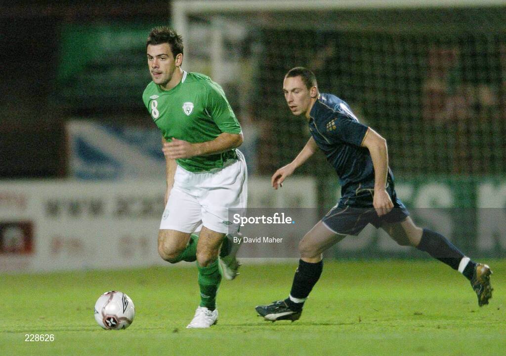 14 November 2006; Darron Gibson, Republic of Ireland 'B', in action against Scott Brown, Scotland 'B'. B International, Republic of Ireland 'B' v Scotland 'B', Dalymount Park, Dublin. Picture credit: David Maher / SPORTSFILE