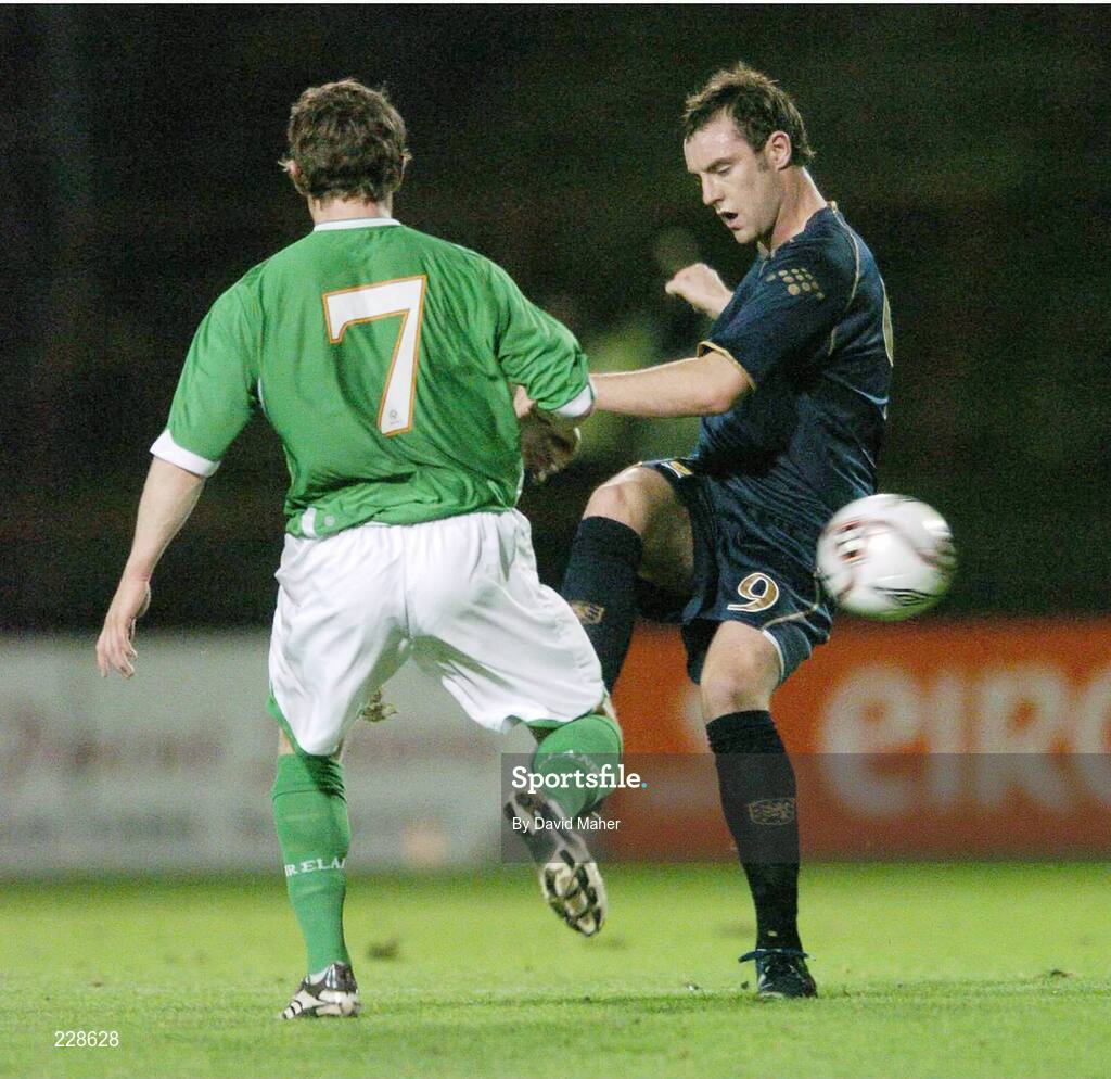 14 November 2006; Kris Boyd, Scotland 'B' in action against Joe Gamble, Republic of Ireland 'B' B International, Republic of Ireland 'B' v Scotland 'B', Dalymount Park, Dublin. Picture credit: David Maher / SPORTSFILE