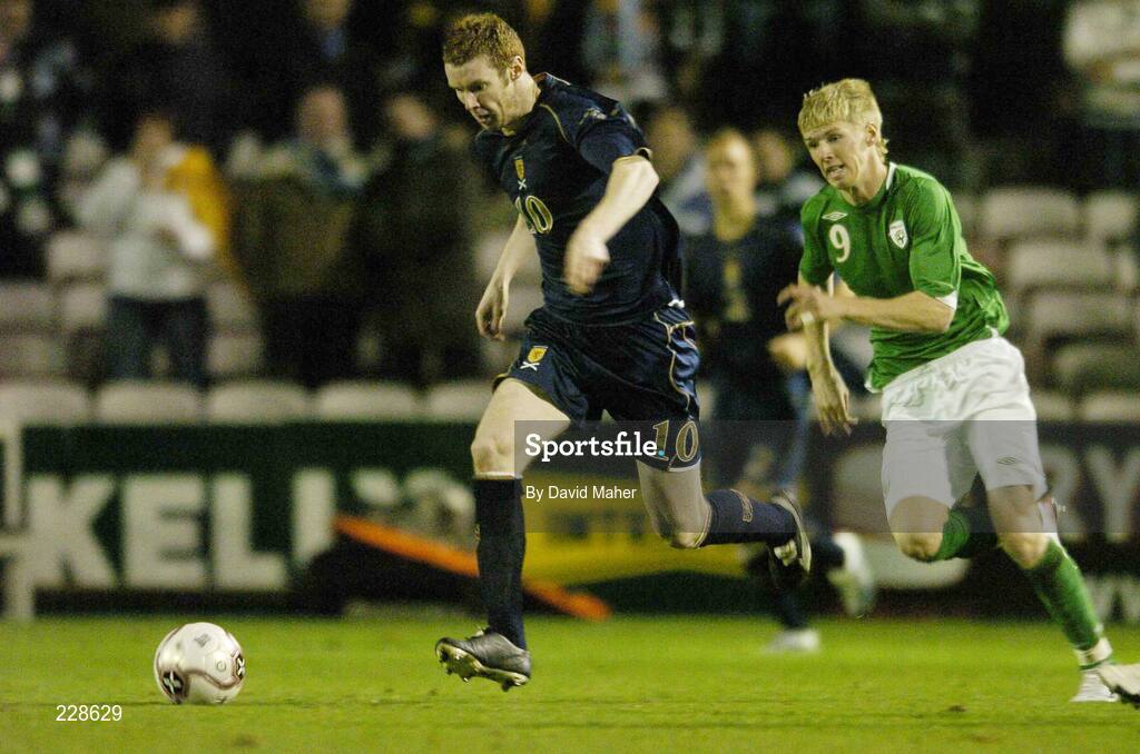 14 November 2006; Stephen Pearson, Scotland 'B' in action against Andy Keogh, Republic of Ireland 'B' B International, Republic of Ireland 'B' v Scotland 'B', Dalymount Park, Dublin. Picture credit: David Maher / SPORTSFILE