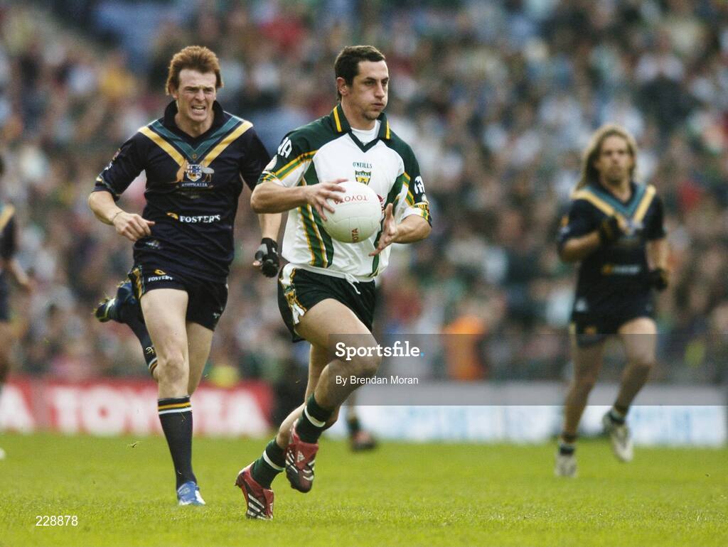 5 November 2006; Paul Galvin, Ireland, in action against Brendon Goddard, Australia. Coca-Cola International Rules Series 2006, Second Test, Ireland v Australia, Croke Park, Dublin. Picture credit: Brendan Moran / SPORTSFILE