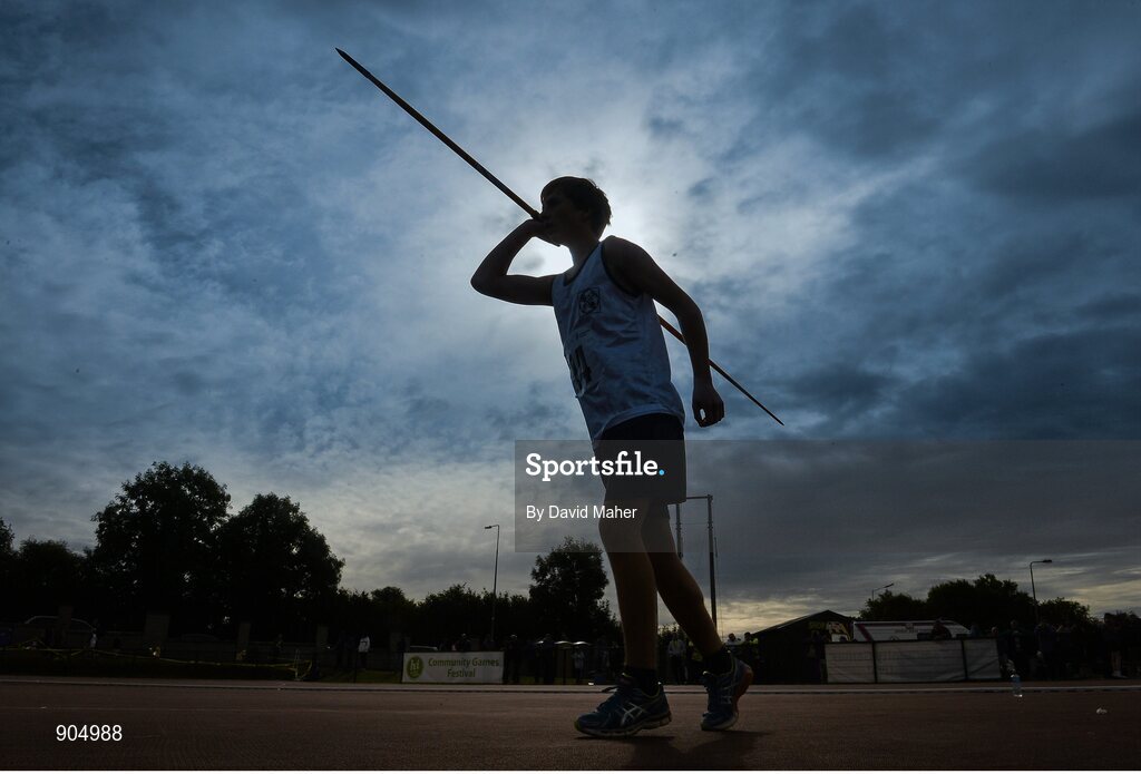 24 August 2014; Stuart Farry, Skreen Dromard, Co.Sligo, during the Boys Under 14 Javelin. HSE Community Games August Festival 2014, Athlone Institute of Technology, Athlone, Co. Westmeath.  Picture credit: David Maher / SPORTSFILE