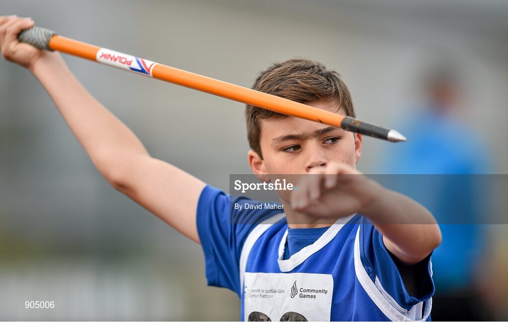 24 August 2014; Cathal Scanlon, Mahon Valley, Co. Waterford, during the Boys Under 14 Javelin. HSE Community Games August Festival 2014, Athlone Institute of Technology, Athlone, Co. Westmeath.  Picture credit: David Maher / SPORTSFILE