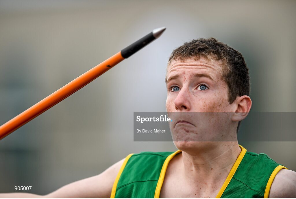 24 August 2014; Dominic McCabe, Duleek, Co. Meath, during the Boys Under 14 Javelin. HSE Community Games August Festival 2014, Athlone Institute of Technology, Athlone, Co. Westmeath.  Picture credit: David Maher / SPORTSFILE