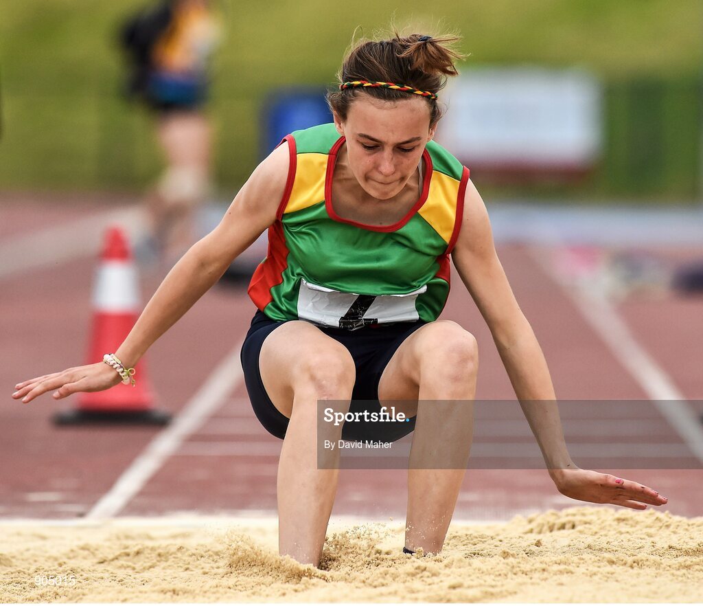24 August 2014; Niamh Forde, St.Lazerians, Co.Carlow, in action during the Girls U.16 Triple Jump. HSE Community Games August Festival 2014, Athlone Institute of Technology, Athlone, Co. Westmeath.  Picture credit: David Maher / SPORTSFILE
