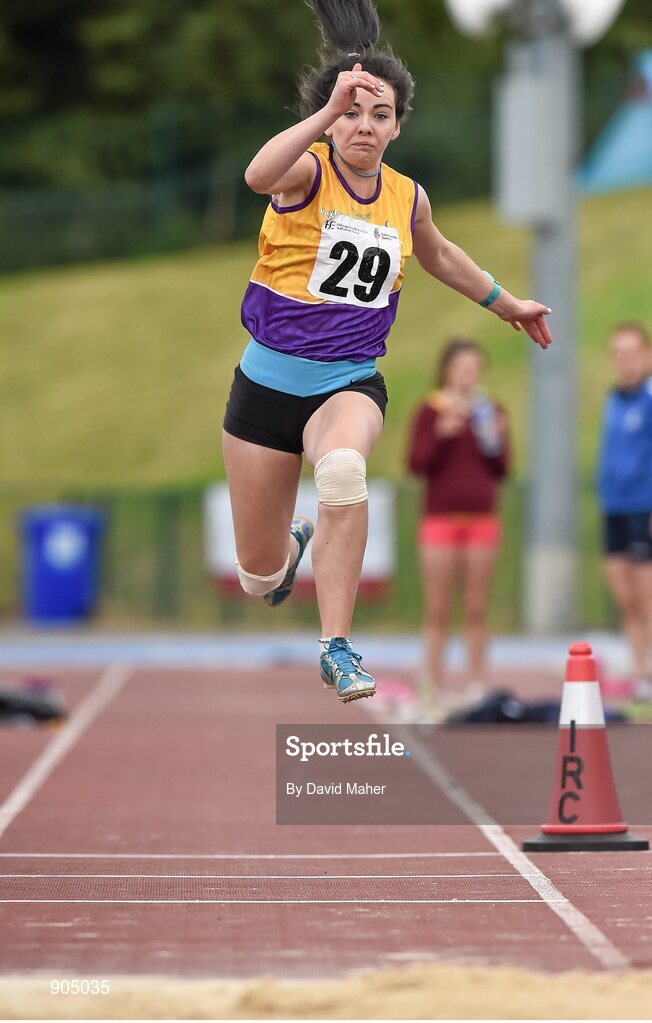 24 August 2014; Sophie McCabe, Bree, Co. Wexford, in action during the Girls U.16 Triple Jump. HSE Community Games August Festival 2014, Athlone Institute of Technology, Athlone, Co. Westmeath.  Picture credit: David Maher / SPORTSFILE