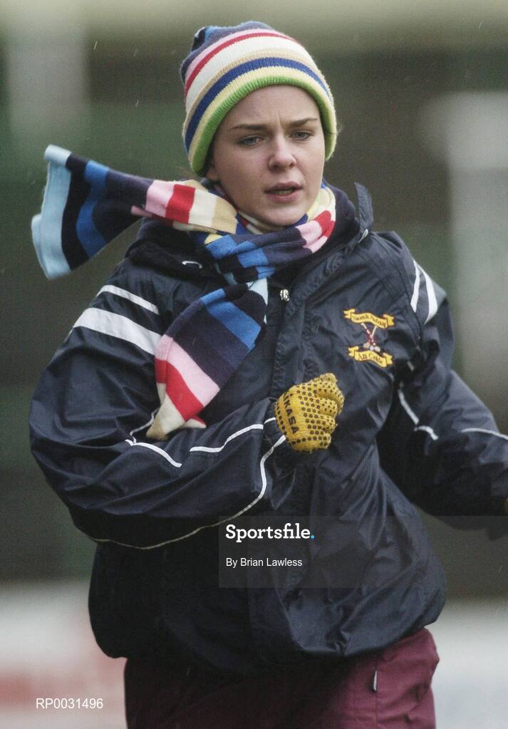 19 November 2006; Keady substitute Danielle McBirney warms up before coming on to play. All-Ireland Junior Camogie Championship Final, Harps v Keady, O'Moore Park, Portlaoise, Co. Laois. Picture credit: Brian Lawless / SPORTSFILE