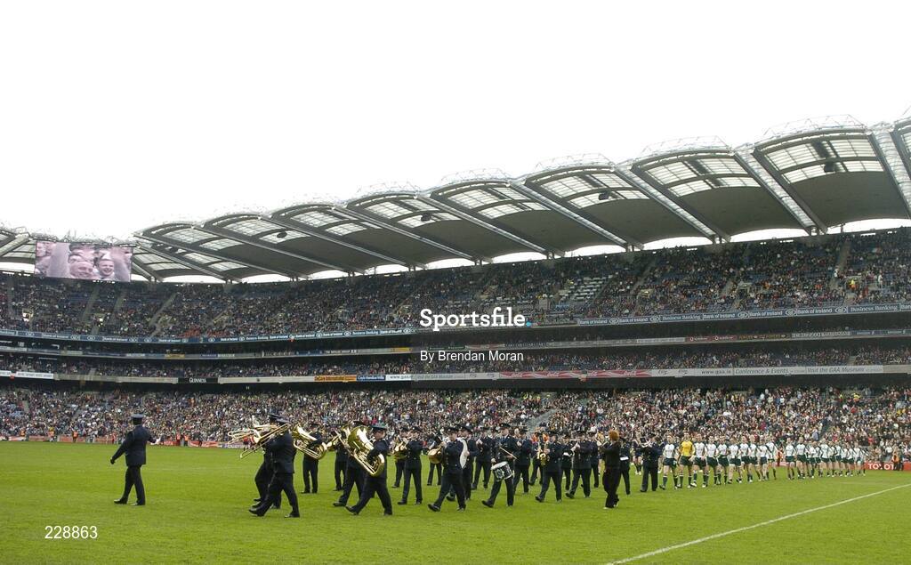 5 November 2006; The Irish and Australian teams march behind the Garda band during the pre-match parade. Coca-Cola International Rules Series 2006, Second Test, Ireland v Australia, Croke Park, Dublin. Picture credit: Brendan Moran / SPORTSFILE