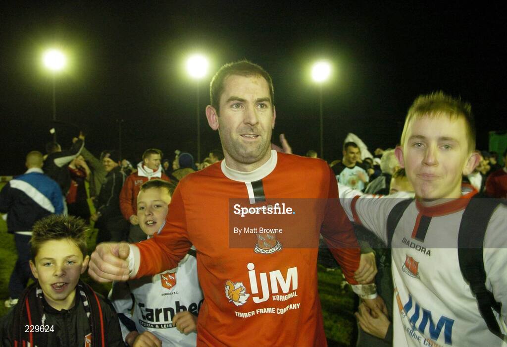 25 November 2006; Dundalk goalsscorer Trevor Vaughan is congratulated by fans after the final whistle. eircom League Premier Division / First Division Playoff 2nd Leg, Waterford United v Dundalk, RSC, Waterford. Picture credit: Matt Browne / SPORTSFILE