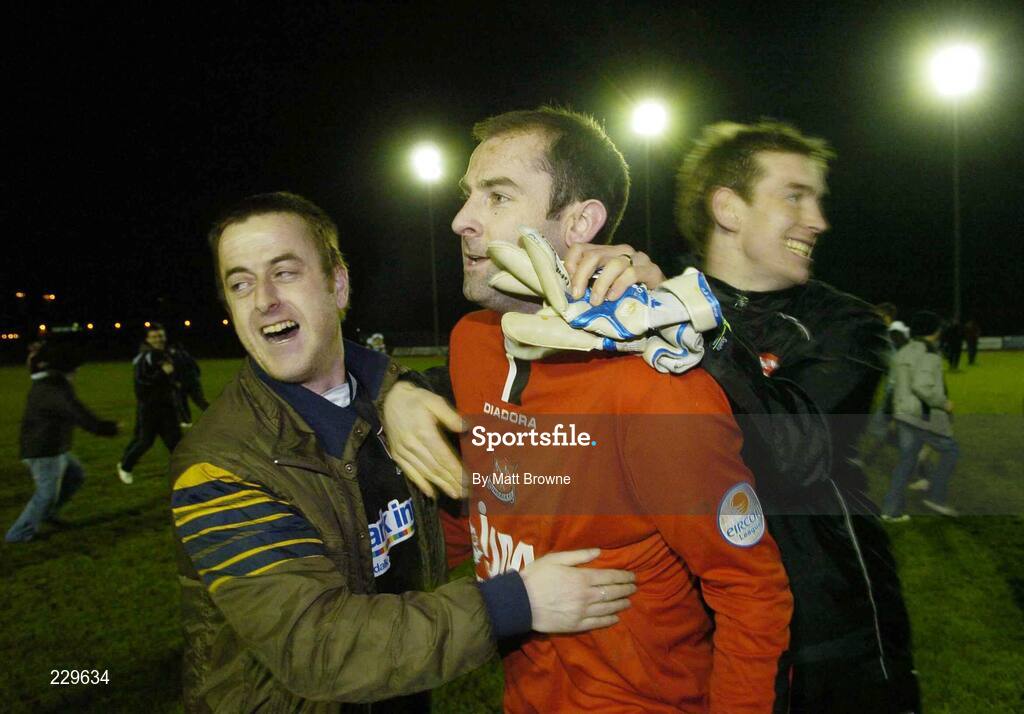25 November 2006; Dundalk goal scorer Trevor Vaughan is congratulated by fans after the final whistle. eircom League Premier Division / First Division Playoff 2nd Leg, Waterford United v Dundalk, RSC, Waterford. Picture credit: Matt Browne / SPORTSFILE