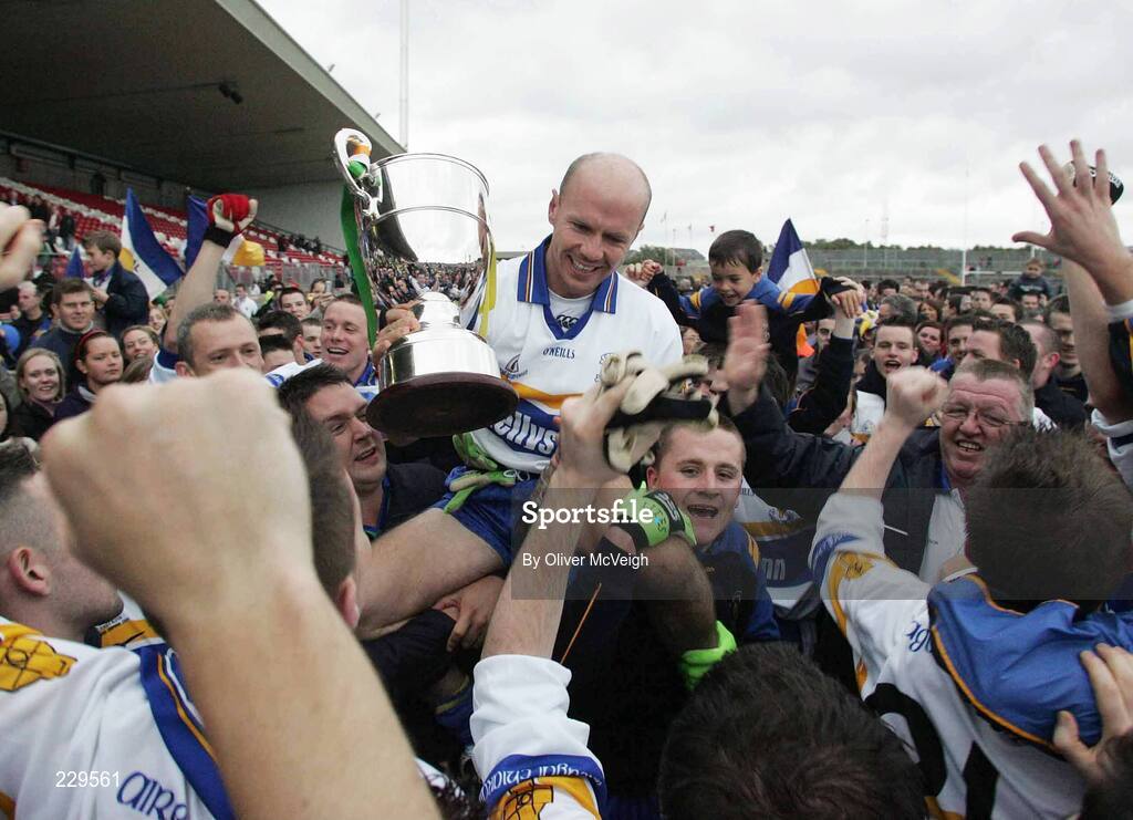 8 October 2006; Peter Canavan, Errigal Ciaran captain carried aloft after the game. WJ Dolan Tyrone Senior Football Championship Final Replay, Errigal Ciaran v Carrickmore, Healy Park, Omagh, Co Tyrone. Picture credit: Oliver McVeigh / SPORTSFILE