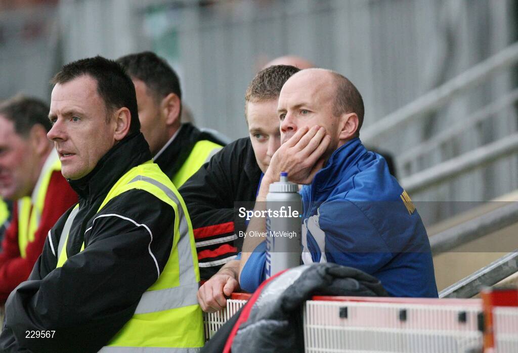 8 October 2006; Peter Canavan, Errigal Ciaran, watching from the sidelines through injury. WJ Dolan Tyrone Senior Football Championship Final Replay, Errigal Ciaran v Carrickmore, Healy Park, Omagh, Co Tyrone. Picture credit: Oliver McVeigh / SPORTSFILE