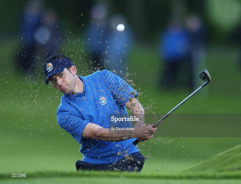 23 September 2006; Sergio Garcia, Team Europe 2006, plays from the bunker on the fifth hole during Saturday morning's four-ball matches. 36th Ryder Cup Matches, K Club, Straffan, Co. Kildare, Ireland. Picture credit: David Maher / SPORTSFILE