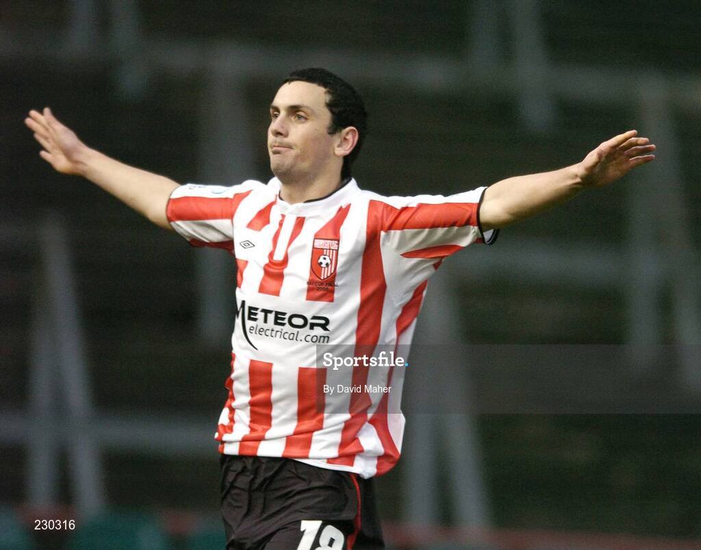 3 December 2006; Mark Farren, Derry City, celebrates after scoring his side's first goal. FAI Carlsberg Senior Challenge Cup Final, Derry City v St Patrick's Athletic, Lansdowne Road, Dublin. Picture credit: David Maher / SPORTSFILE