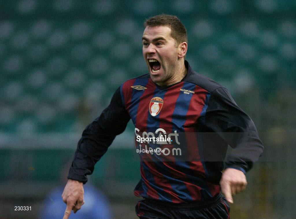 3 December 2006; Dave Mulcahy, St Patrick's Athletic, celebrates after scoring his side's first goal. FAI Carlsberg Senior Challenge Cup Final, Derry City v St Patrick's Athletic, Lansdowne Road, Dublin. Picture credit: David Maher / SPORTSFILE