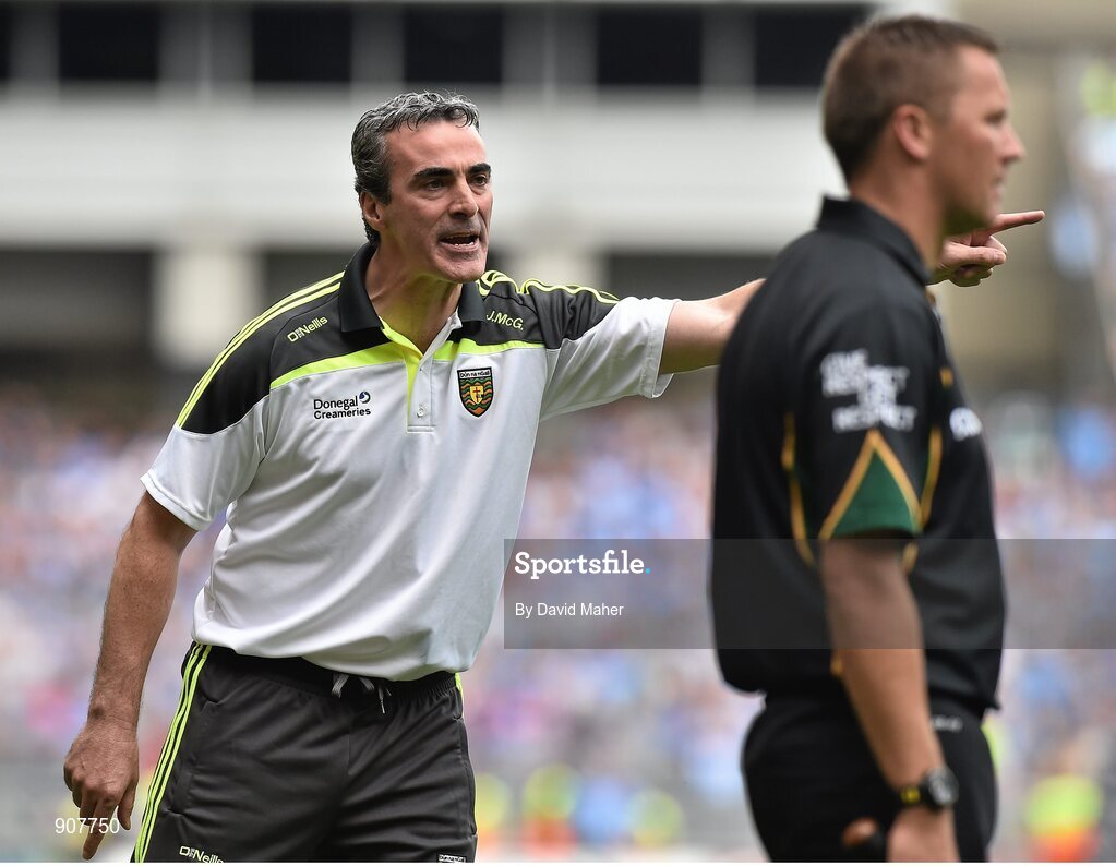 31 August 2014; Donegal manager Jim McGuinness during the game. GAA Football All Ireland Senior Championship, Semi-Final, Dublin v Donegal, Croke Park, Dublin. Picture credit: David Maher / SPORTSFILE