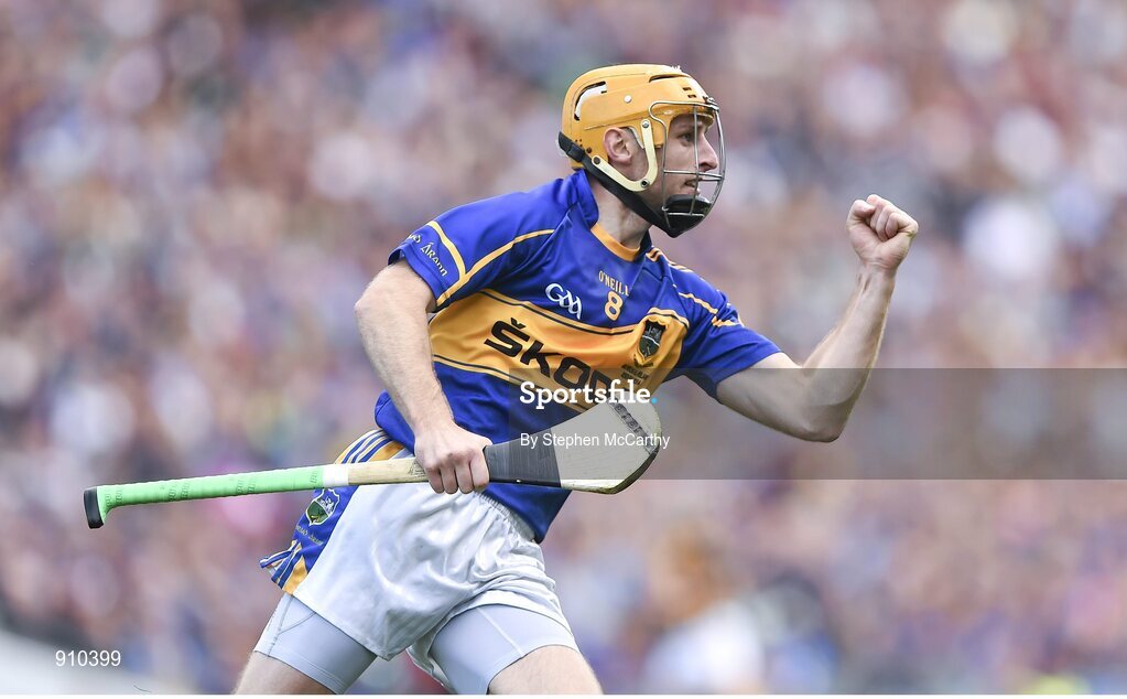 7 September 2014; Shane McGrath, Tipperary, celebrates after scoring a first half point. GAA Hurling All Ireland Senior Championship Final, Kilkenny v Tipperary. Croke Park, Dublin. Picture credit: Stephen McCarthy / SPORTSFILE