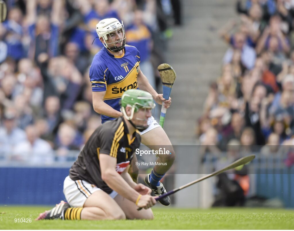 7 September 2014;  Patrick Maher, Tipperary, celebrates after scoring his side's first goal. GAA Hurling All Ireland Senior Championship Final, Kilkenny v Tipperary. Croke Park, Dublin. Picture credit: Ray McManus / SPORTSFILE