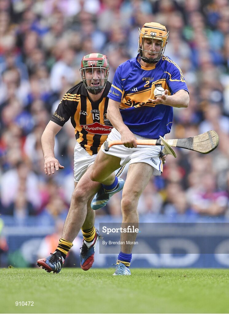 7 September 2014; Cathal Barrett, Tipperary, in action against Eoin Larkin, Kilkenny. GAA Hurling All Ireland Senior Championship Final, Kilkenny v Tipperary. Croke Park, Dublin. Picture credit: Brendan Moran / SPORTSFILE