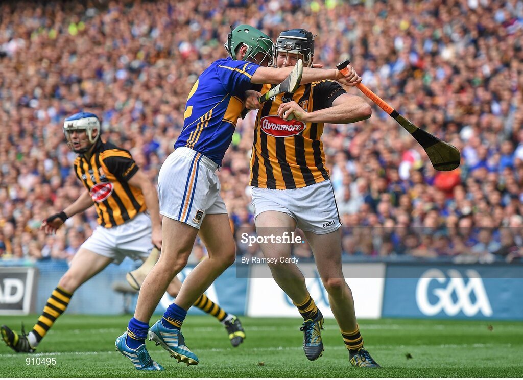 7 September 2014; Walter Walsh, Kilkenny, in action against Cathal Barrett, Tipperary. GAA Hurling All Ireland Senior Championship Final, Kilkenny v Tipperary. Croke Park, Dublin. Picture credit: Ramsey Cardy / SPORTSFILE