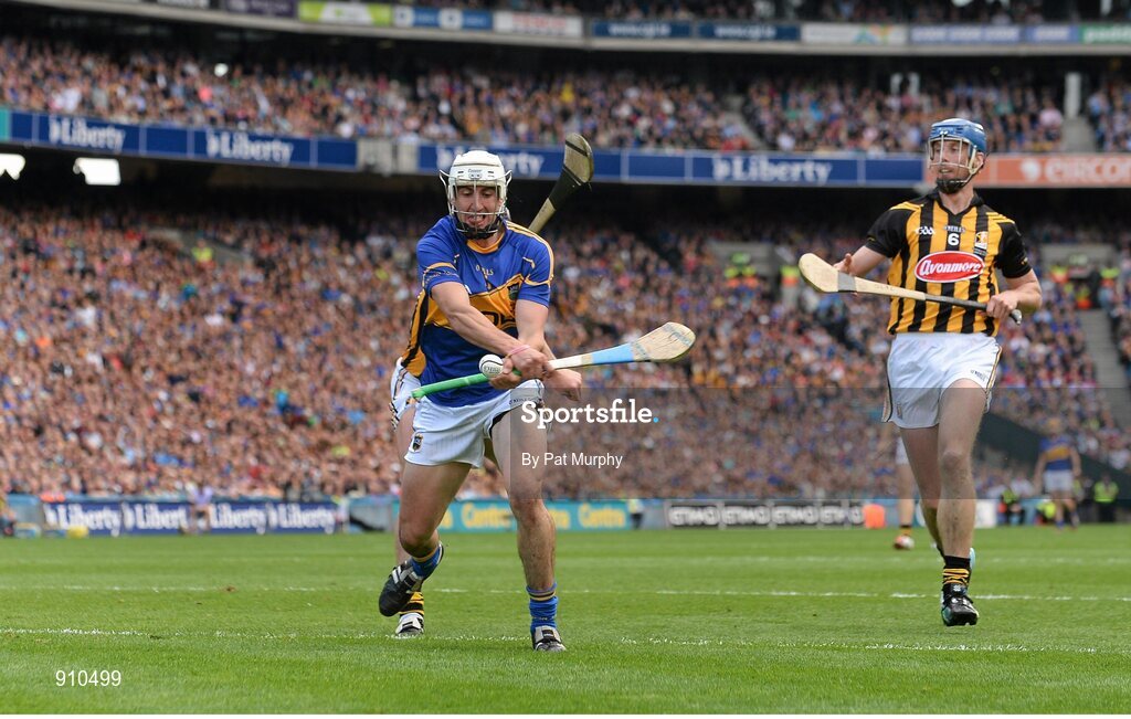 7 September 2014; Patrick Maher, Tipperary, shoots to score his side's first goal of the game. GAA Hurling All Ireland Senior Championship Final, Kilkenny v Tipperary. Croke Park, Dublin. Picture credit: Pat Murphy / SPORTSFILE