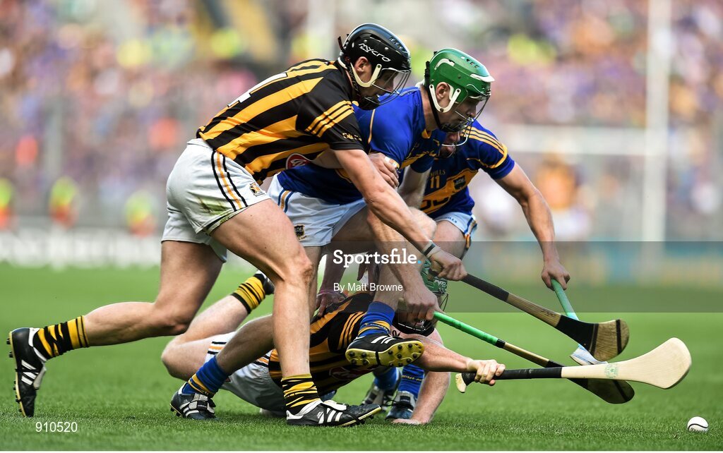 7 September 2014; Noel McGrath and Patrick Maher, Tipperary, in action against Paul Murphy and Jackie Tyrrell,  Kilkenny. GAA Hurling All Ireland Senior Championship Final, Kilkenny v Tipperary. Croke Park, Dublin. Picture credit: Matt Browne / SPORTSFILE