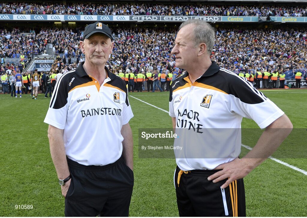 7 September 2014; Kilkenny manager Brian Cody and selector Michael Dempsey, right, after the game ended in a draw. GAA Hurling All Ireland Senior Championship Final, Kilkenny v Tipperary. Croke Park, Dublin. Picture credit: Stephen McCarthy / SPORTSFILE