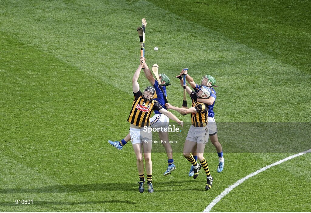 7 September 2014; Walter Walsh, left, and TJ Reid, Kilkenny, in action against Cathal Barrett, left, and James Barry, Tipperary. GAA Hurling All Ireland Senior Championship Final, Kilkenny v Tipperary. Croke Park, Dublin. Picture credit: Dáire Brennan / SPORTSFILE