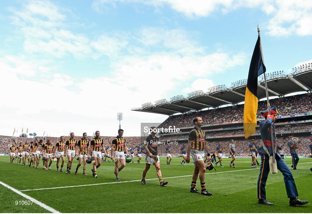 7 September 2014; Kilkenny players parade behind the Artane School of Music Band before the game. GAA Hurling All Ireland Senior Championship Final, Kilkenny v Tipperary. Croke Park, Dublin. Picture credit: Ramsey Cardy / SPORTSFILE