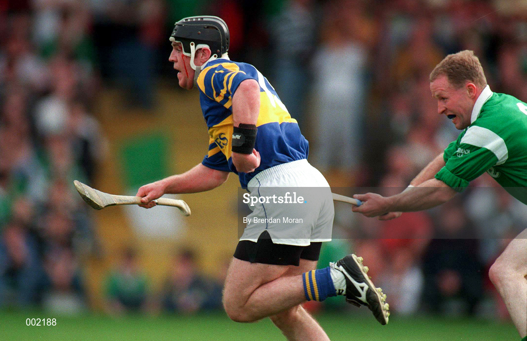 13 April 1997; Aidan Flanagan of Tipperary in action against Stephen McDonagh of Limerick during the National Hurling League Division 1 match between Limerick v Tipperary at the Gaelic Grounds in Limerick. Photo by Brendan Moran/Sportsfile