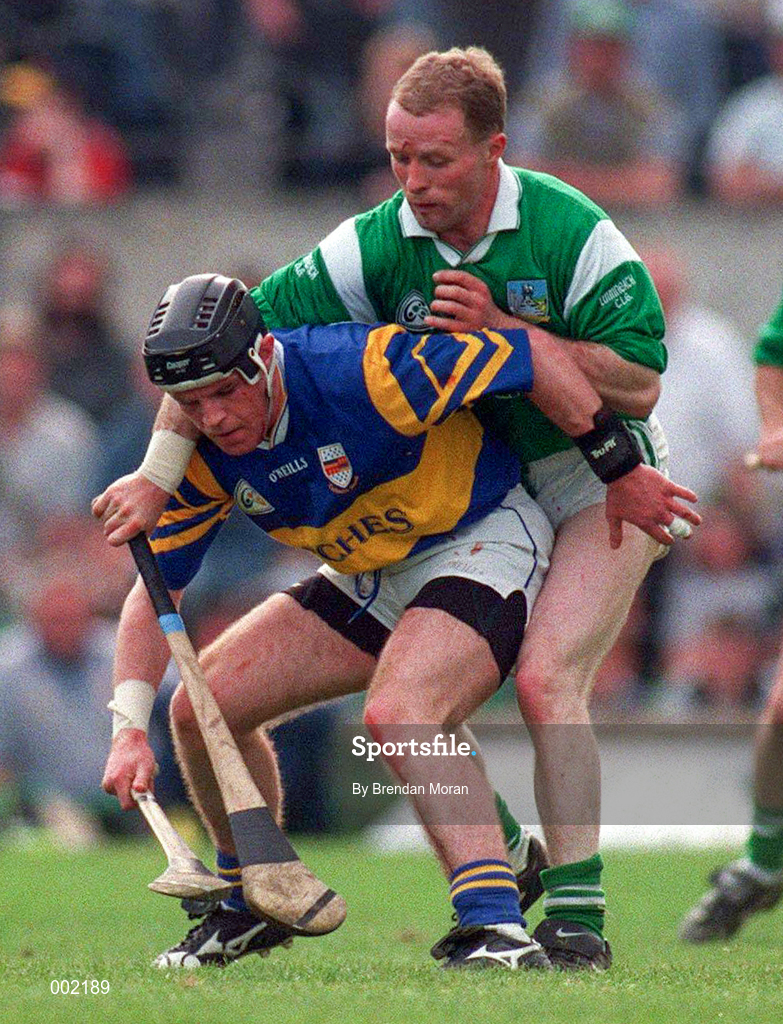 13 April 1997; Aidan Flanagan of Tipperary in action against Stephen McDonagh of Limerick during the National Hurling League Division 1 match between Limerick v Tipperary at the Gaelic Grounds in Limerick. Photo by Brendan Moran/Sportsfile