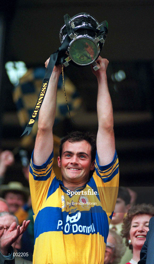 3 September 1995; Clare captain Anthony Daly lifts the Liam MacCarthy cup following the All-Ireland Senior Hurling Championship Final between Clare and Offaly at Croke Park in Dublin. Photo by Brendan Moran/Sportsfile