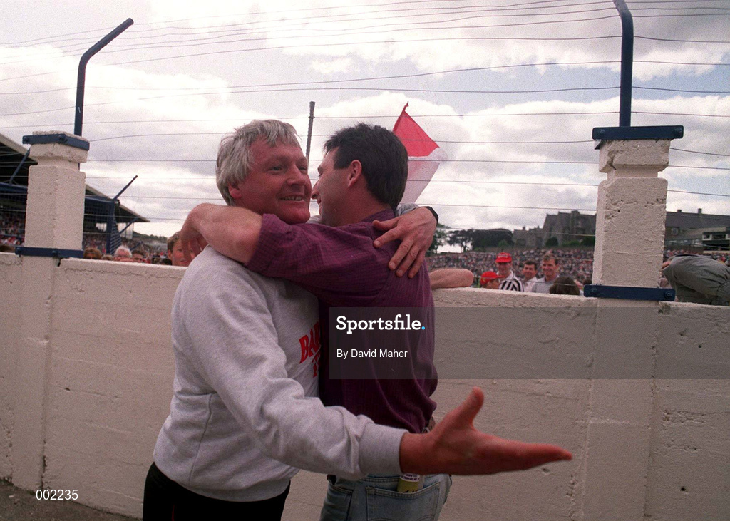 20 June 1993; Billy Morgan of Cork is congratulated after the Munster Senior Football Championship Semi-Final match between Kerry and Cork at Fitzgerald Stadium in Killarney, Kerry. Photo by David Maher/Sportsfile