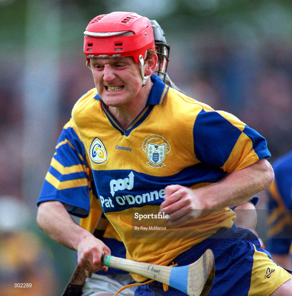 10 May 1997; Brian Lohan of Clare in action against Tipperary during the National Hurling League Division 1 match between Clare and Tipperary at Cusack Park in Ennis. Photo by Ray McManus/Sportsfile