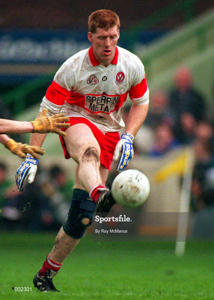 14 May 1995; Brian McGilligan of Derry during the Church & General National Football League Final match between Derry and Donegal at Croke Park in Dublin. Photo by Ray McManus/Sportsfile