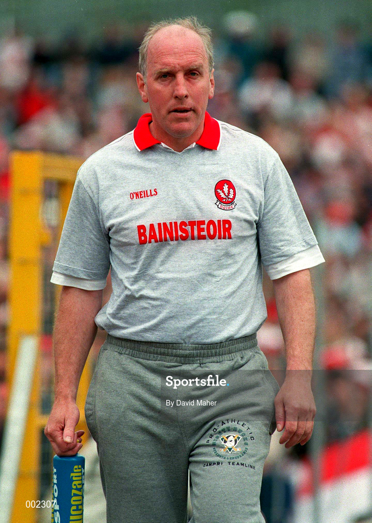 30 June 1996; Derry manager Brian Mullins during the Bank of Ireland Ulster Senior Football Championship Semi-Final match between Tyrone and Derry at St. Tiernach's Park in Clones, Monaghan. Photo by David Maher/Sportsfile