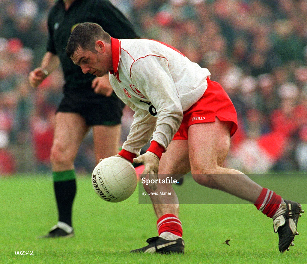 18 May 1997; Ciaran Loughran of Tyrone during the Ulster GAA Football Senior Championship Preliminary Round match between Down and Tyrone at St. Tiernach's Park in Clones. Photo by David Maher/Sportsfile