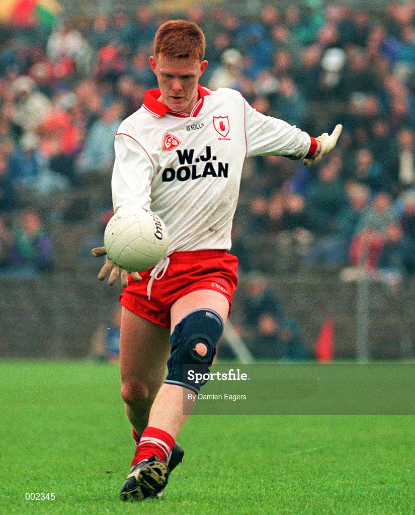 18 May 1997; Ciaran McBride of Tyrone during the Ulster GAA Football Senior Championship Preliminary Round match between Down and Tyrone at St. Tiernach's Park in Clones. Photo by Damien Eagers/Sportsfile