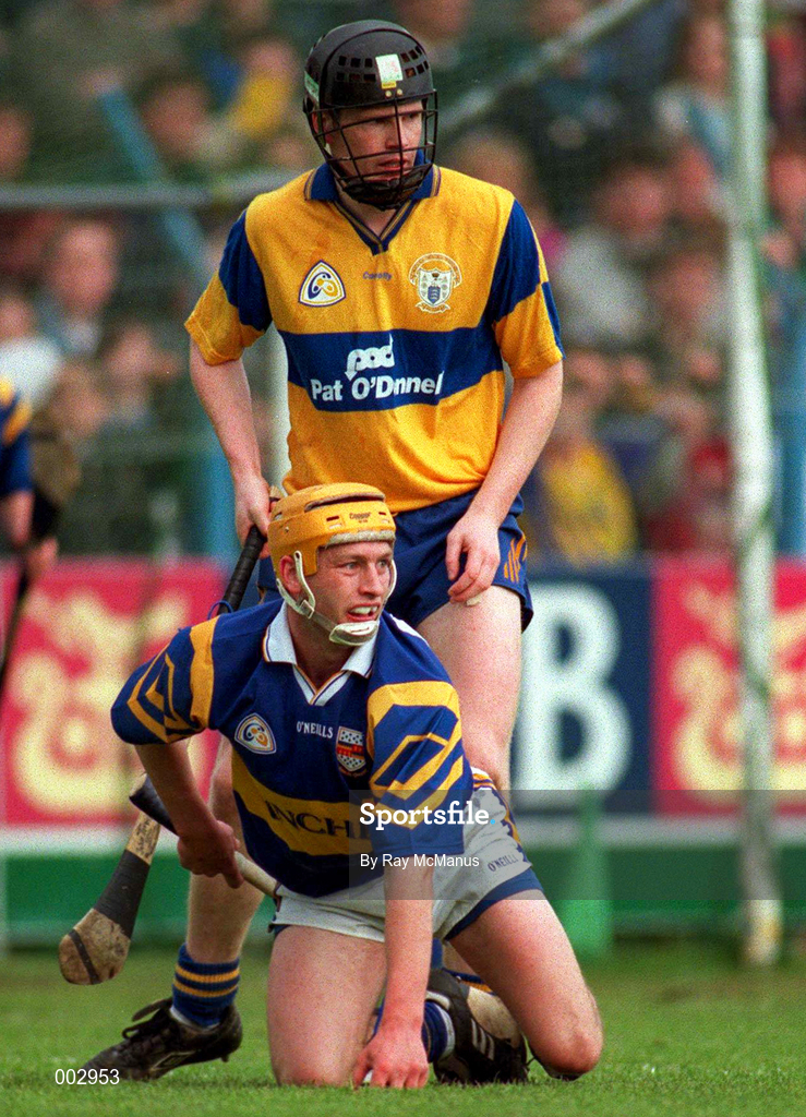 10 May 1997; Liam Cahill of Tipperary in action against Frank Lohan of Clare during the National Hurling League Division 1 match between Clare and Tipperary at Cusack Park in Ennis. Photo by Ray McManus/Sportsfile