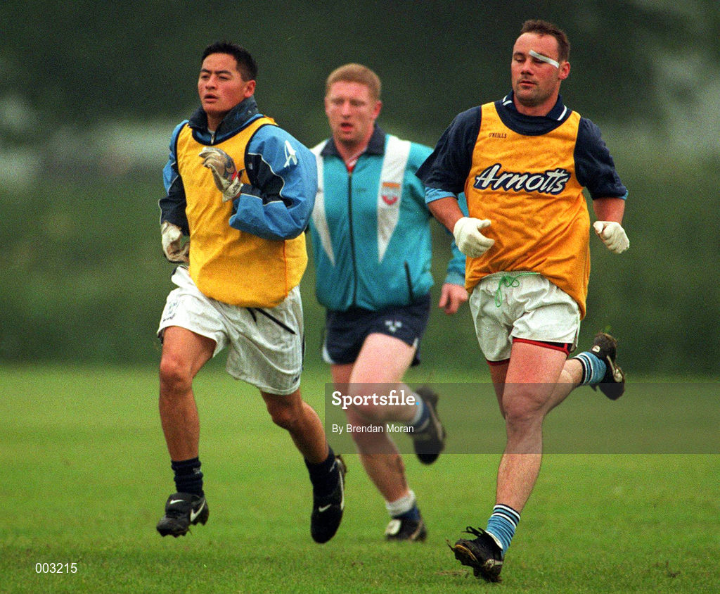 10 June 1997; Paul Curran, right, and Jason Sherlock during a Dublin GAA Senior Football Training Session in Santry, Dublin. Photo by Brendan Moran/Sportsfile