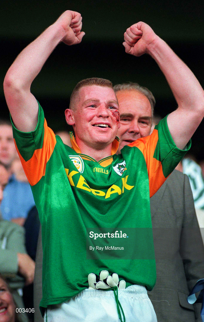 28 July 1996; Tommy Dowd of Meath celebrates following the Leinster Senior Football Championship Final between Dublin and Meath in Croke Park, Dublin. Photo by Ray McManus/Sportsfile