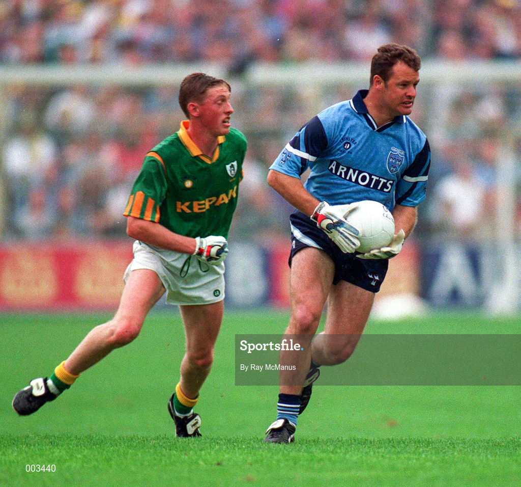 28 July 1996; Vinny Murphy of Dublin races clear of Trevor Giles of Meath during the Leinster Senior Football Championship Final match between Dublin and Meath at Croke Park in Dublin. Photo by Ray McManus/Sportsfile
