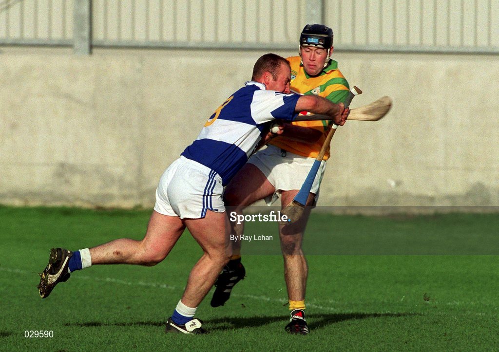 30 October 1999; David Cuddy of Castletown in action against Chris Bonar of Faughs during the AIB Leinster Club Hurling Championship Quarter-Final match between Castletown, Laois, and Faughs, Dublin, at Parnell Park in Dublin. Photo by Ray Lohan/Sportsfile
