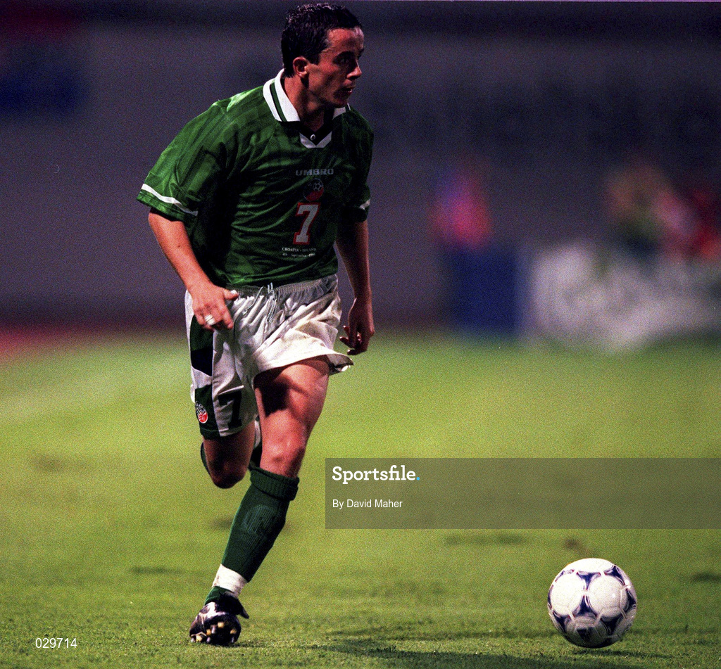 4 September 1999; Gary Kelly of Republic of Ireland during the UEFA European Championships Qualifying Group 8 match between Croatia and Republic of Ireland at Maksimir Stadium in Zagreb, Croatia. Photo by David Maher/Sportsfile