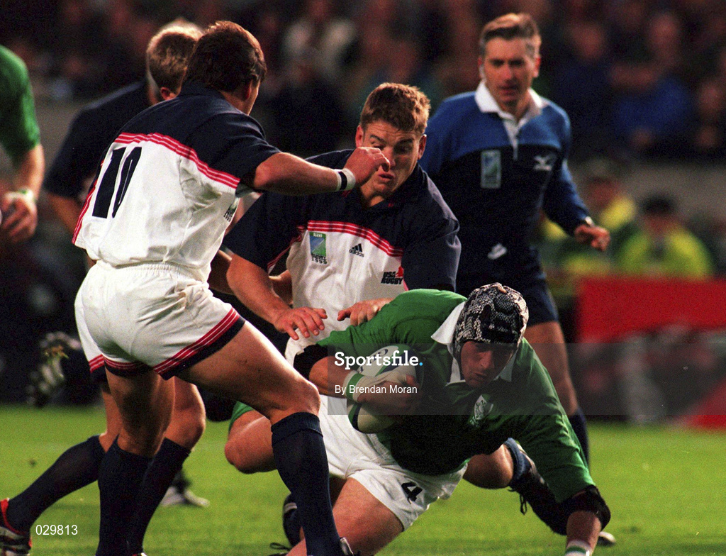2 October 1999; Andy Ward of Ireland during the Rugby World Cup Pool E match between Ireland and USA at Lansdowne Road in Dublin. Photo by Brendan Moran/Sportsfile